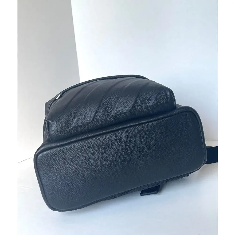 Off-White Industrial Strap Pebbled Leather Backpack Large Diagonal Stripe